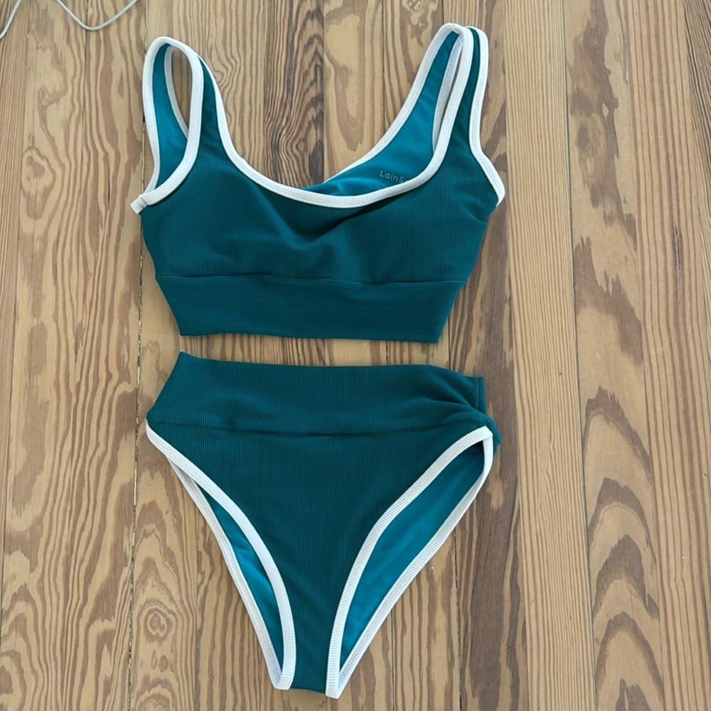 Lain Snow bikini teal (NWT) (top S bottom M)